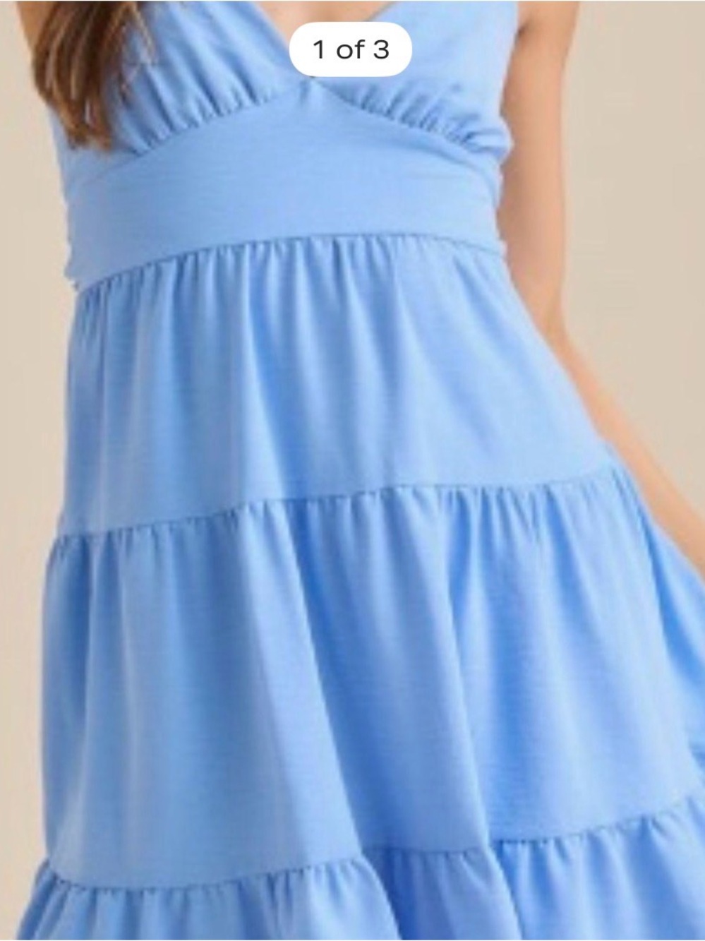 Altar'd State Sky Blue Tiered V-Neck Midi Dress